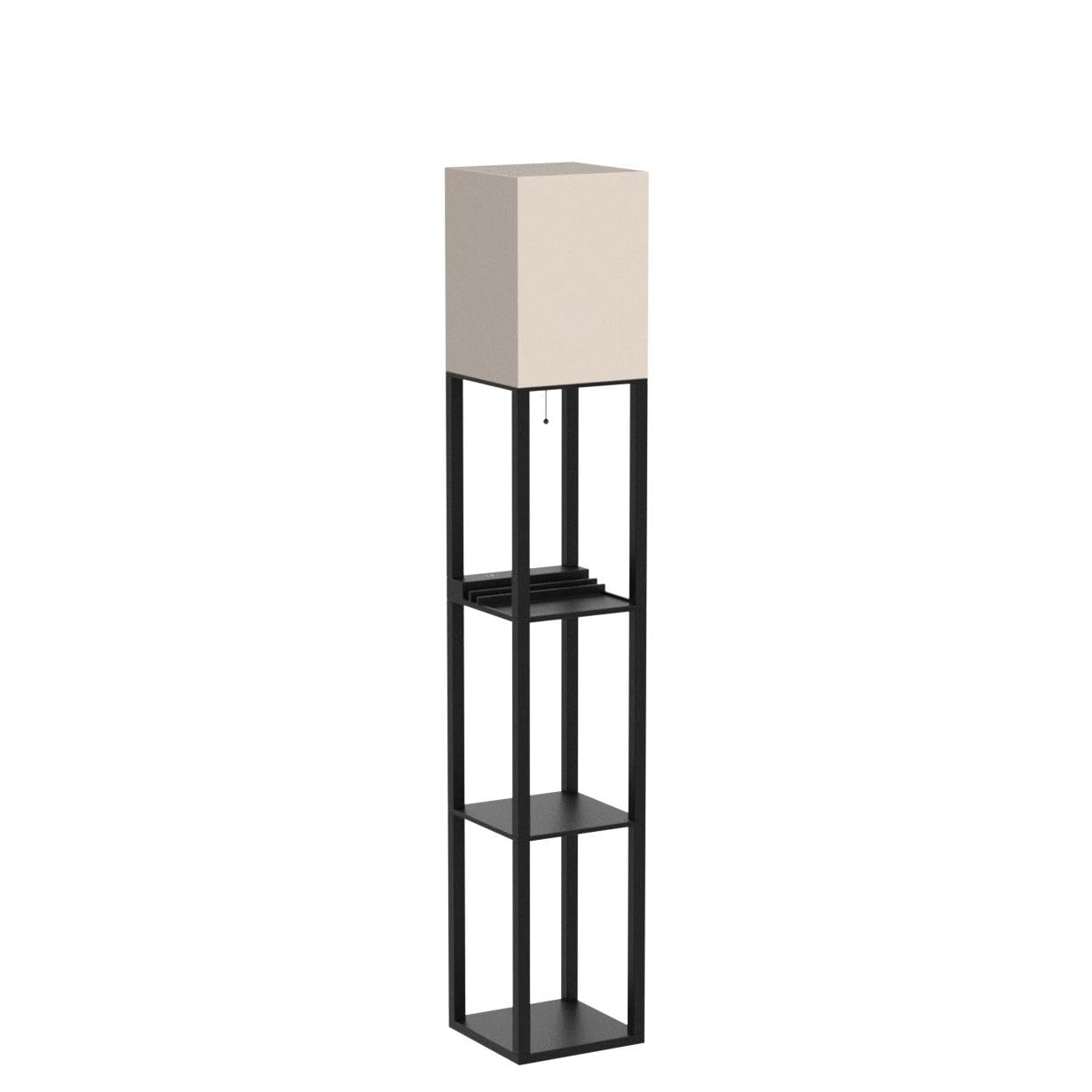Brightech Maxwell Charger Floor Lamp with USB Ports & Electric Outlet - Classic Black, Modern Shelf Design