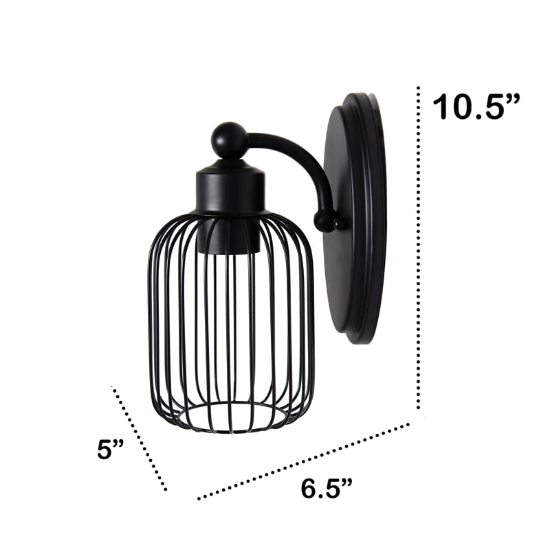 All The Rages Ironhouse 1-Light Wall Sconce Fixture, Metal & Glass, Black/Clear Finish