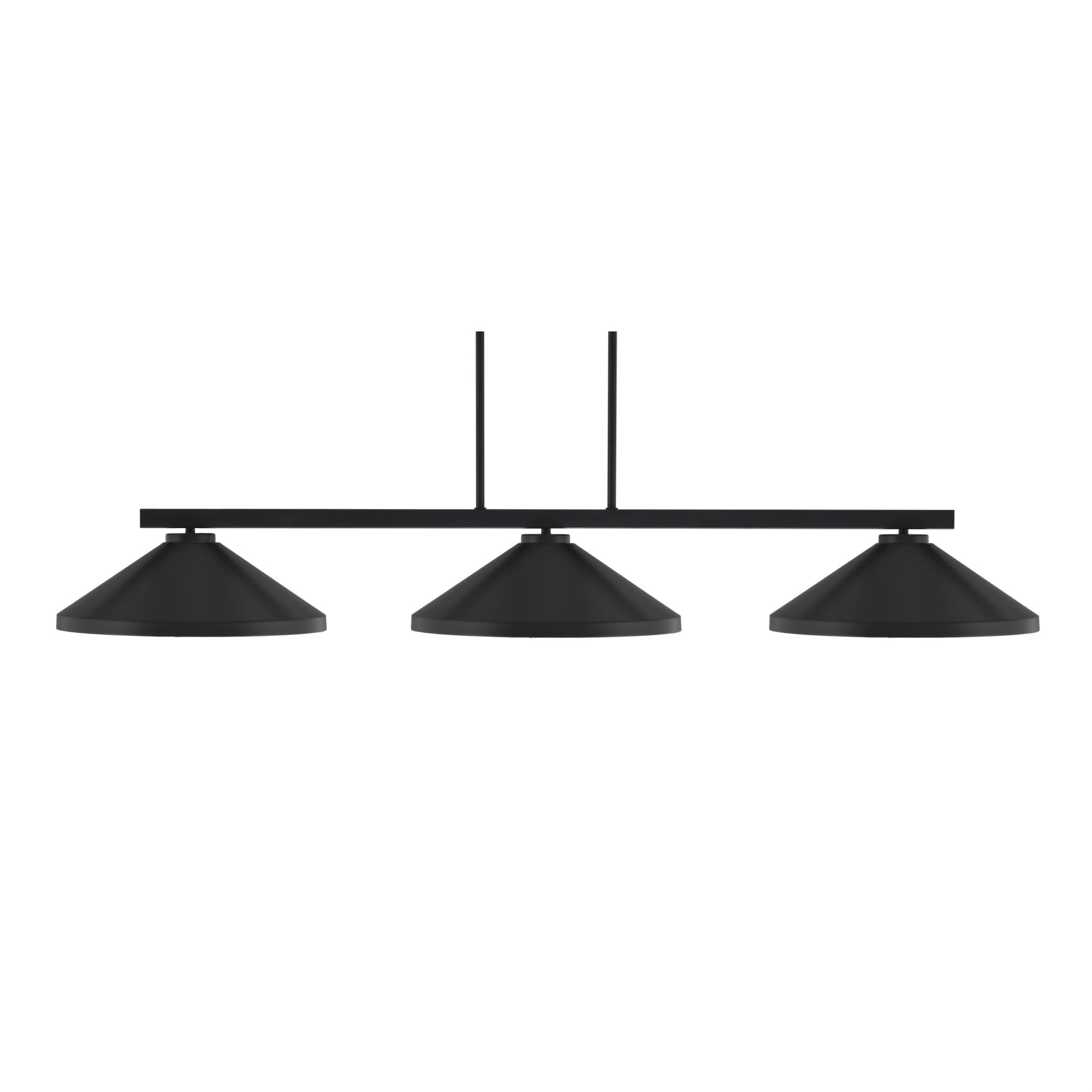 Toltec Lighting Atlas 3 Light Bar - Matte Black Finish, 14in Cone Metal Shades