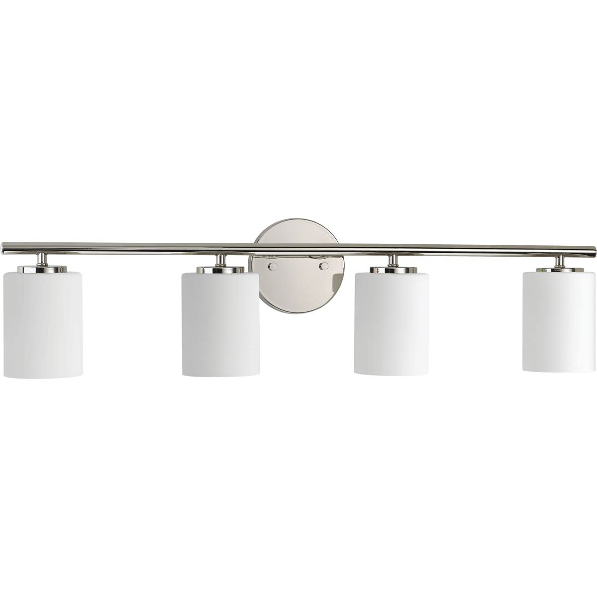 Progress Lighting Replay Collection 4-Light Etched White Glass Modern Bath Vanity Light Polished Nickel
