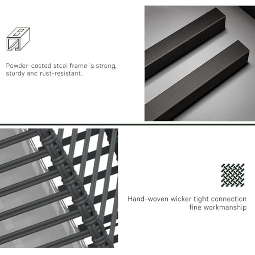 Grand Patio 2-Piece Outdoor Floor Lamp Solar Powered Lantern Waterproof Wicker Boho Deck Lights For Garden Porch Decor, Large Cr