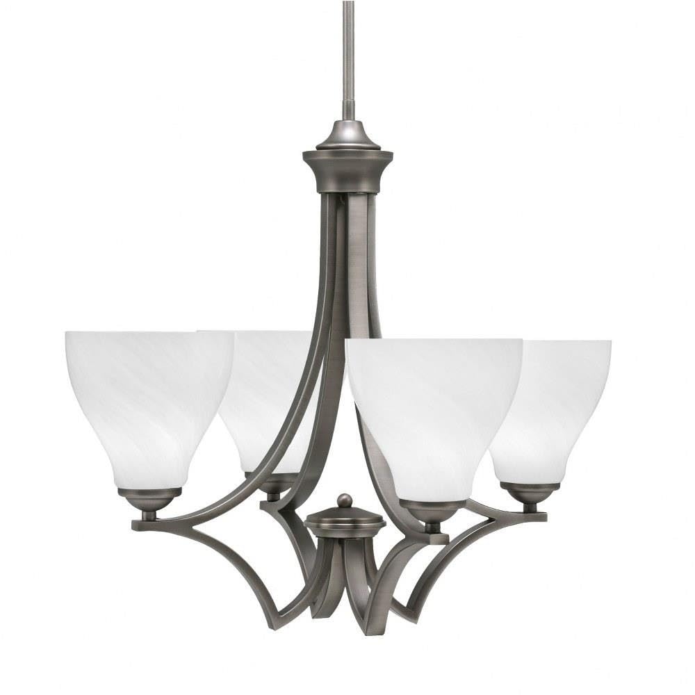 Toltec Lighting 564-Gp-4761 Zilo - 4 Light Uplight Chandelier-19.75 Inches Tall And 21.25 Inches Wide, Finish Color: Graphite, Glass Color: White Marble