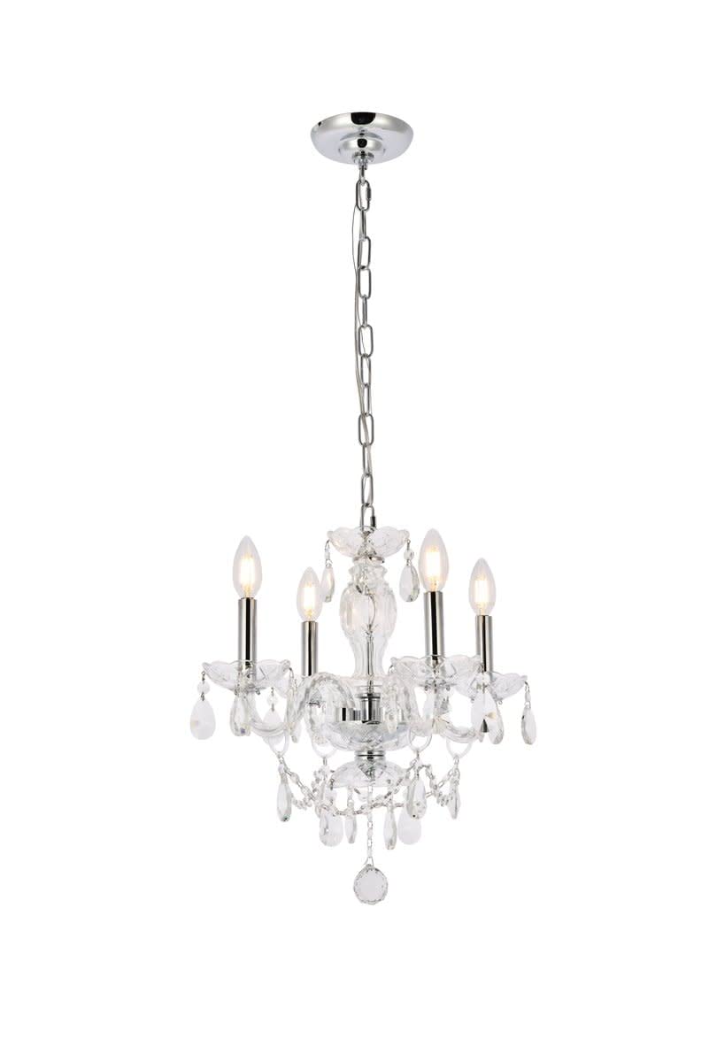 Elegant Lighting Value Princeton 4 Light Chrome Pendant Clear Royal Cut Crystal
