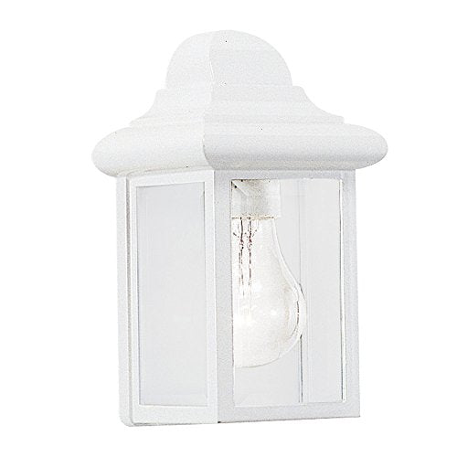 Sea Gull Lighting 8588-15 Mullberry Hill One-Light Outdoor Wall Lantern With Clear Beveled Glass Panels, White Finish