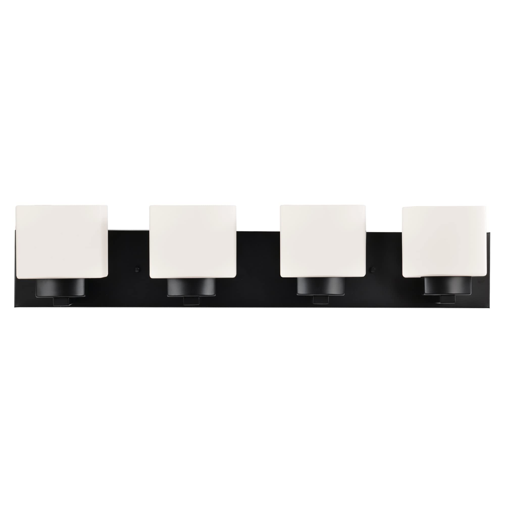Design House Dove Creek Vanity Light Dimmable, Frosted Glass, 4-Light, Matte Black, Model 588426, Alloy Steel
