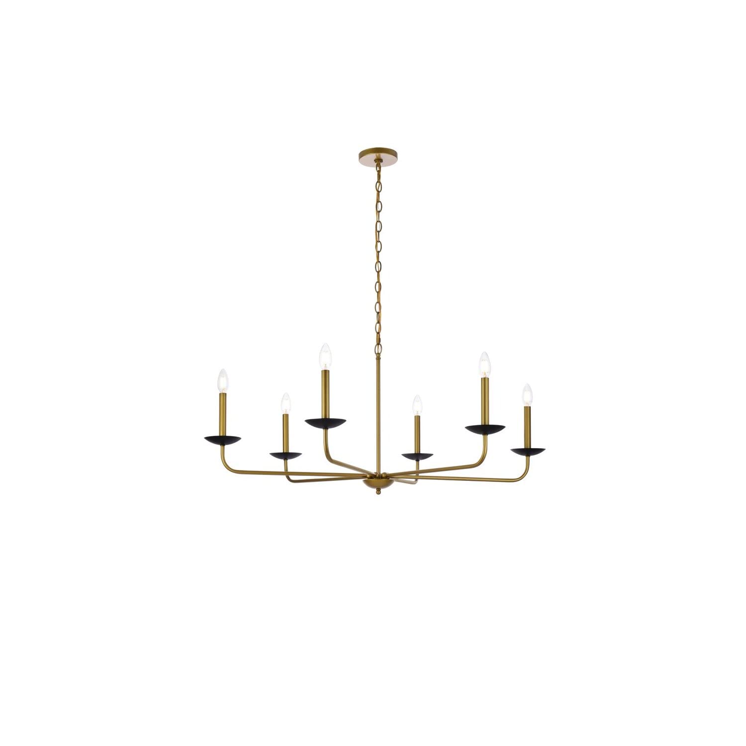 Living District Cohen 6-Light Mid-Century Metal Pendant in Black and Brass