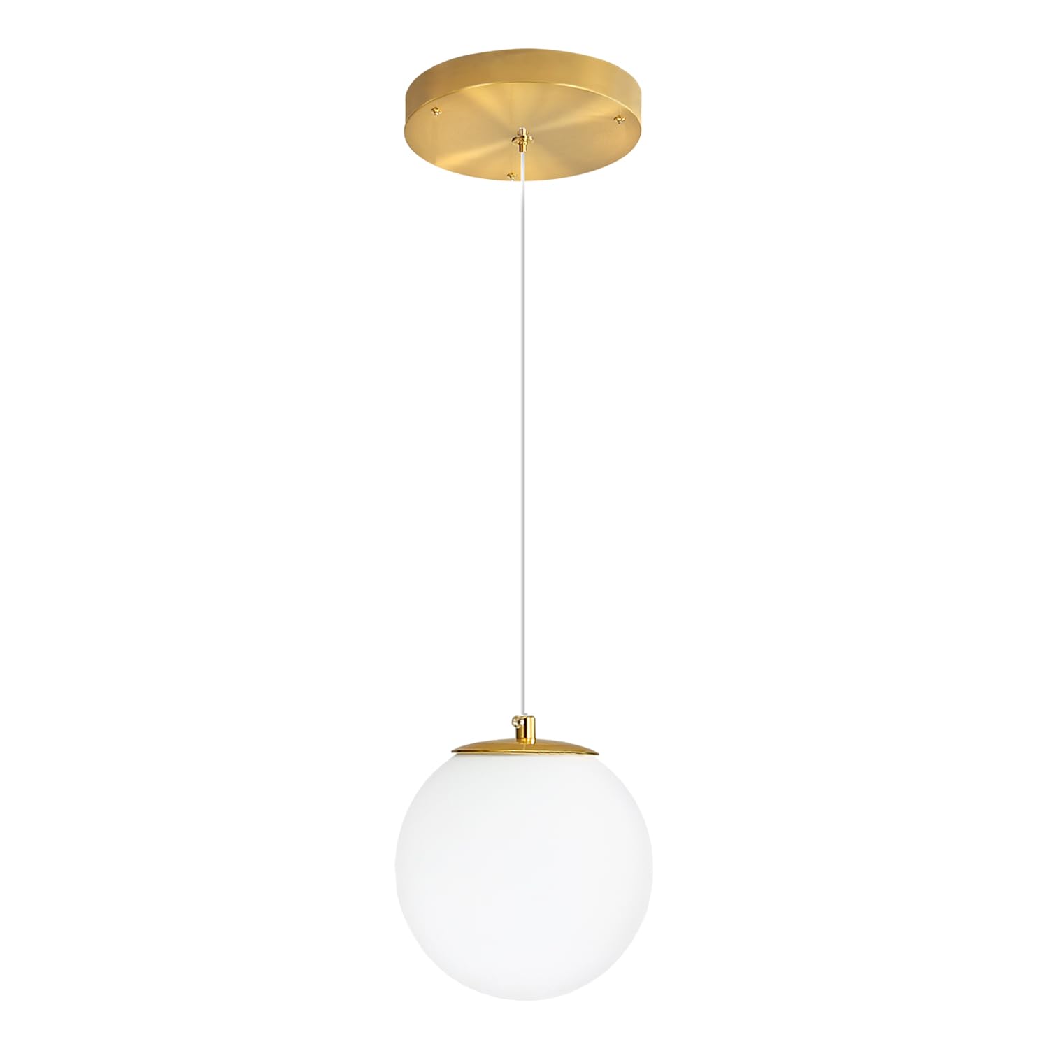 Ykolupty Pendant Lighting Gold Globe Pendant Light Fixture Mid Century Chandelier 1-Light Hanging Fixture For Kitchen Island Adjustable Length Indoor Lighting For Dinning Room Bedroom