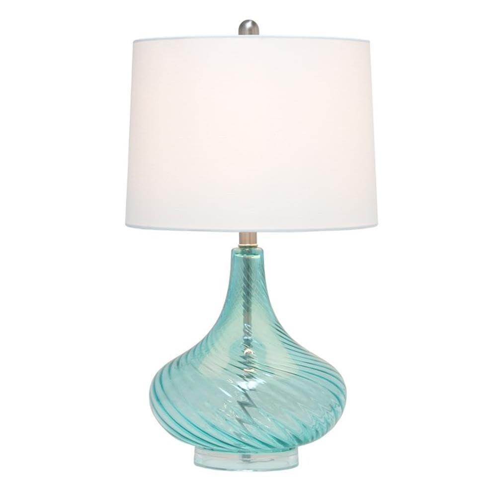 All The Rages 24&quot; Light Blue Wavy Glass Table Lamp - Contemporary Home Decor Accent