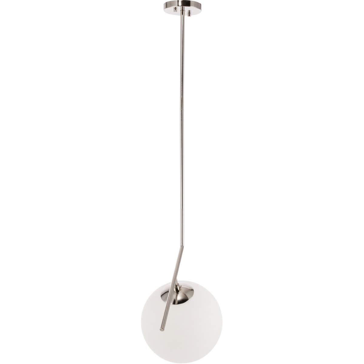 Living District Chrome Ceiling Pendant Light With Frosted White Glass Shade
