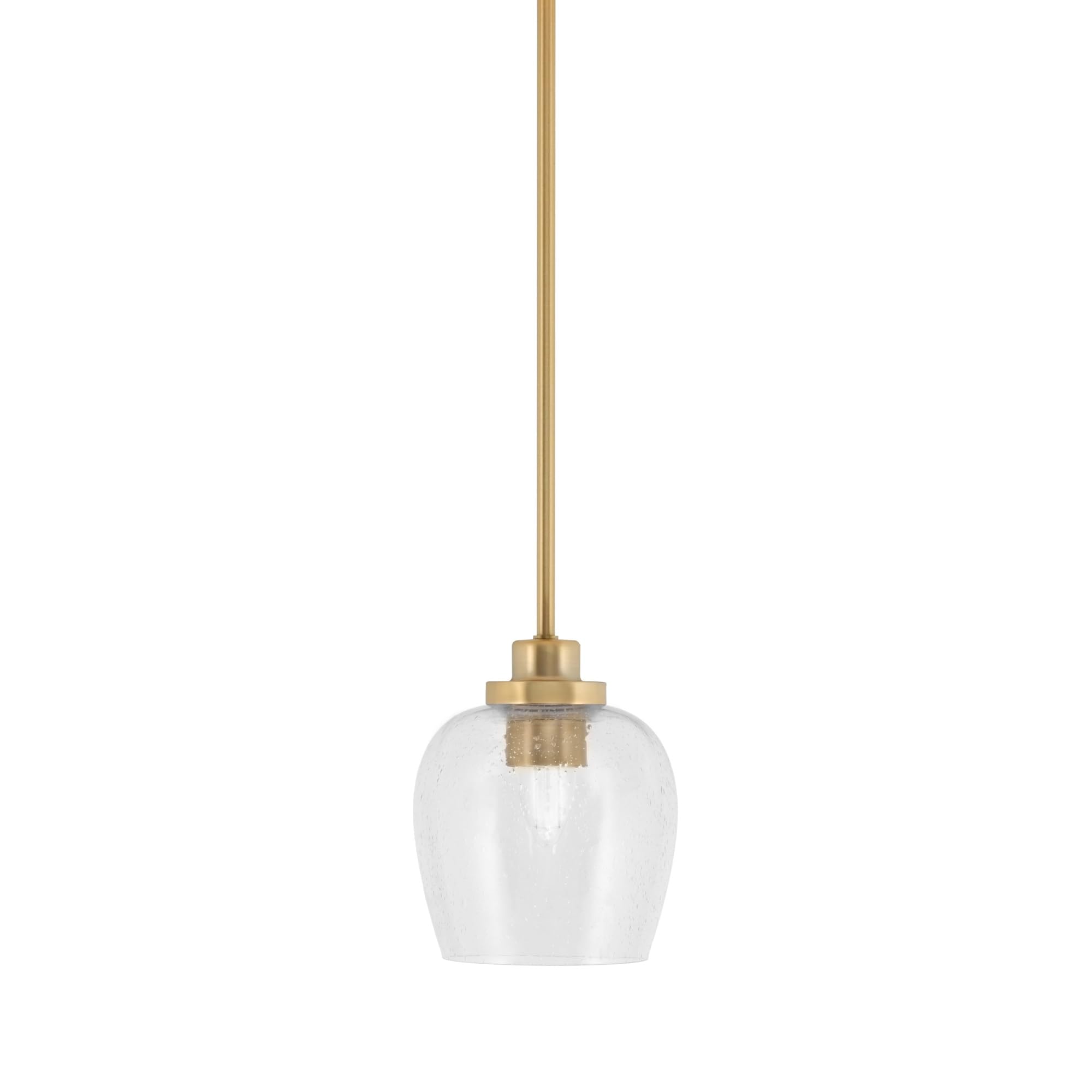 Toltec Lighting Odyssey Mini Pendant - New Age Brass Finish, 6in Clear Bubble Glass