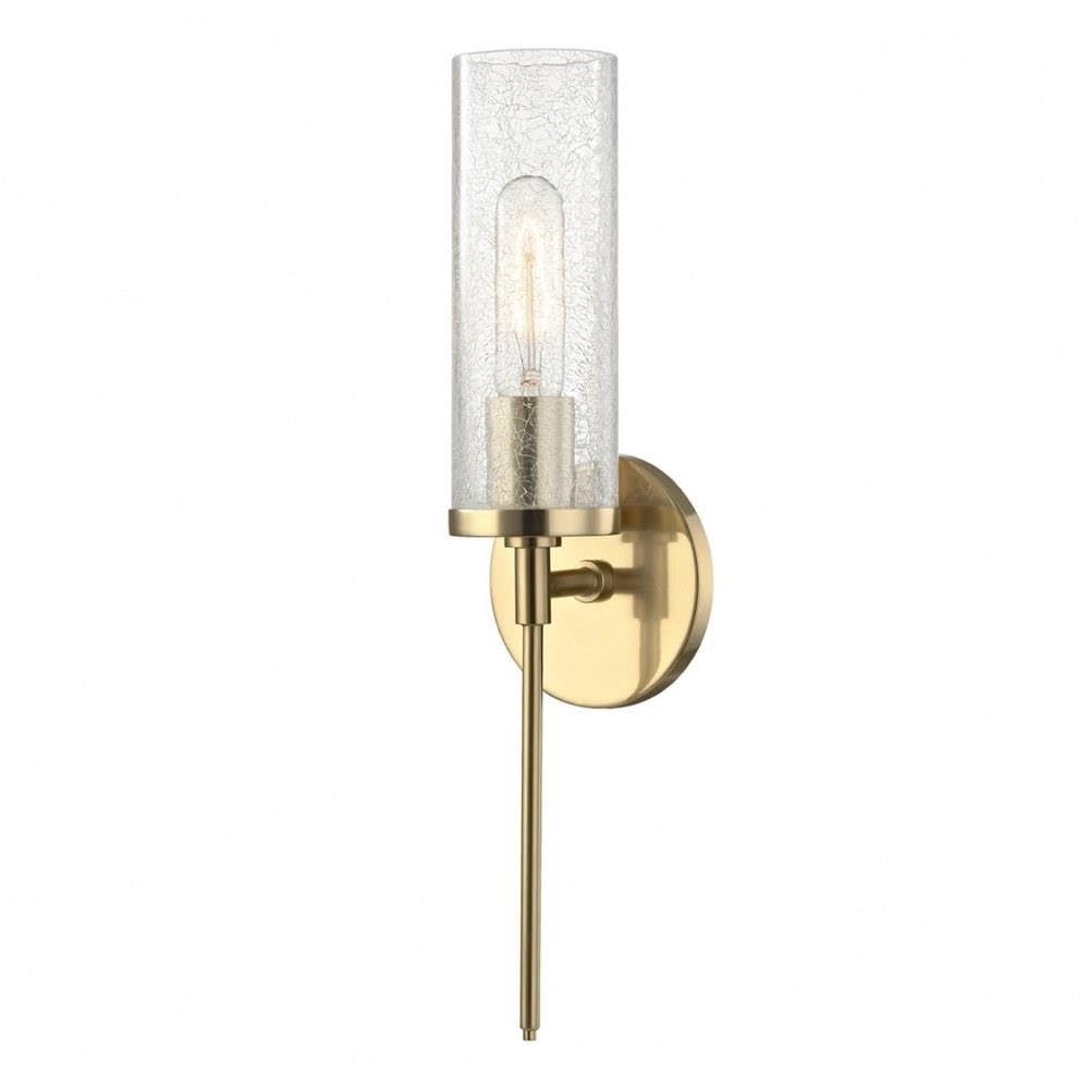Mitzi H220101-AGB Olivia - 1-Light Wall Sconce - Aged Brass Finish - Clear Crackle Glass Shade