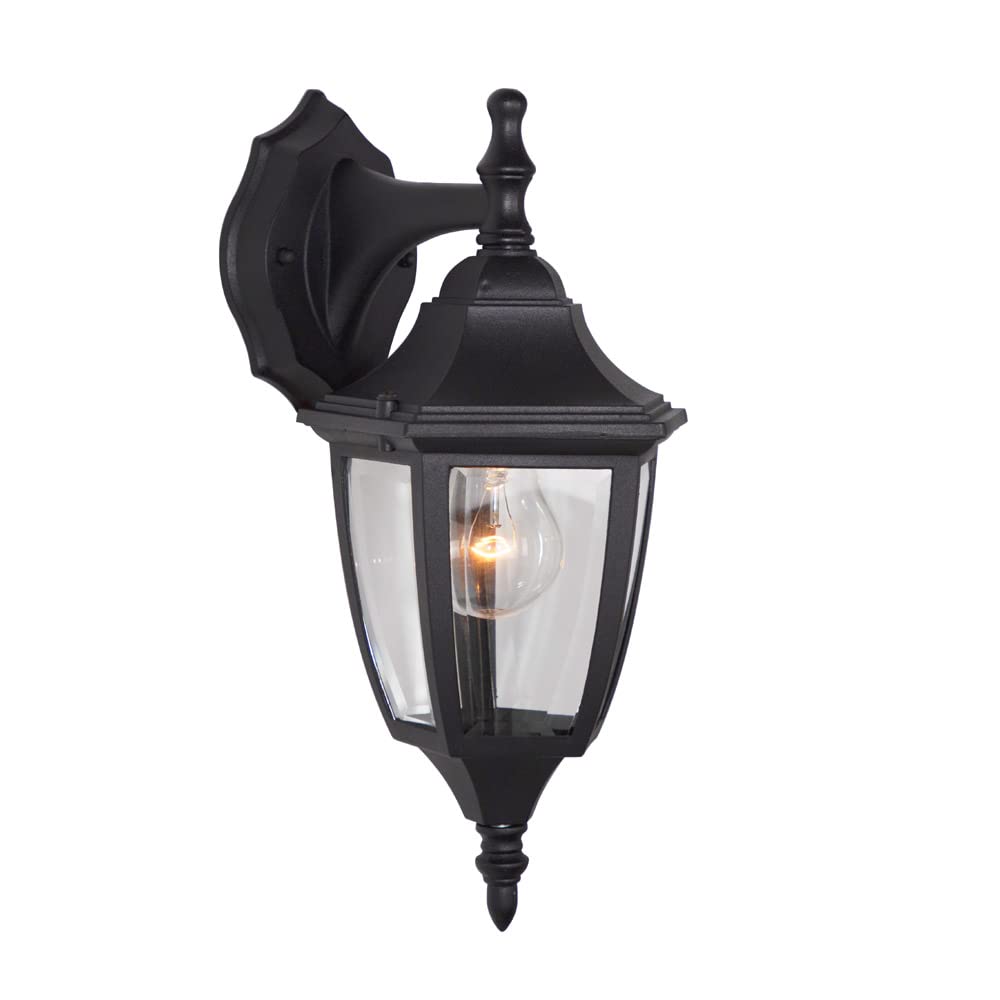 Designers Fountain 2461-Bk Waterbury Fixture, 14.25 Inch Mount, Clear Glass Porch Lights For Front Door, Patio, And Garage, Blac