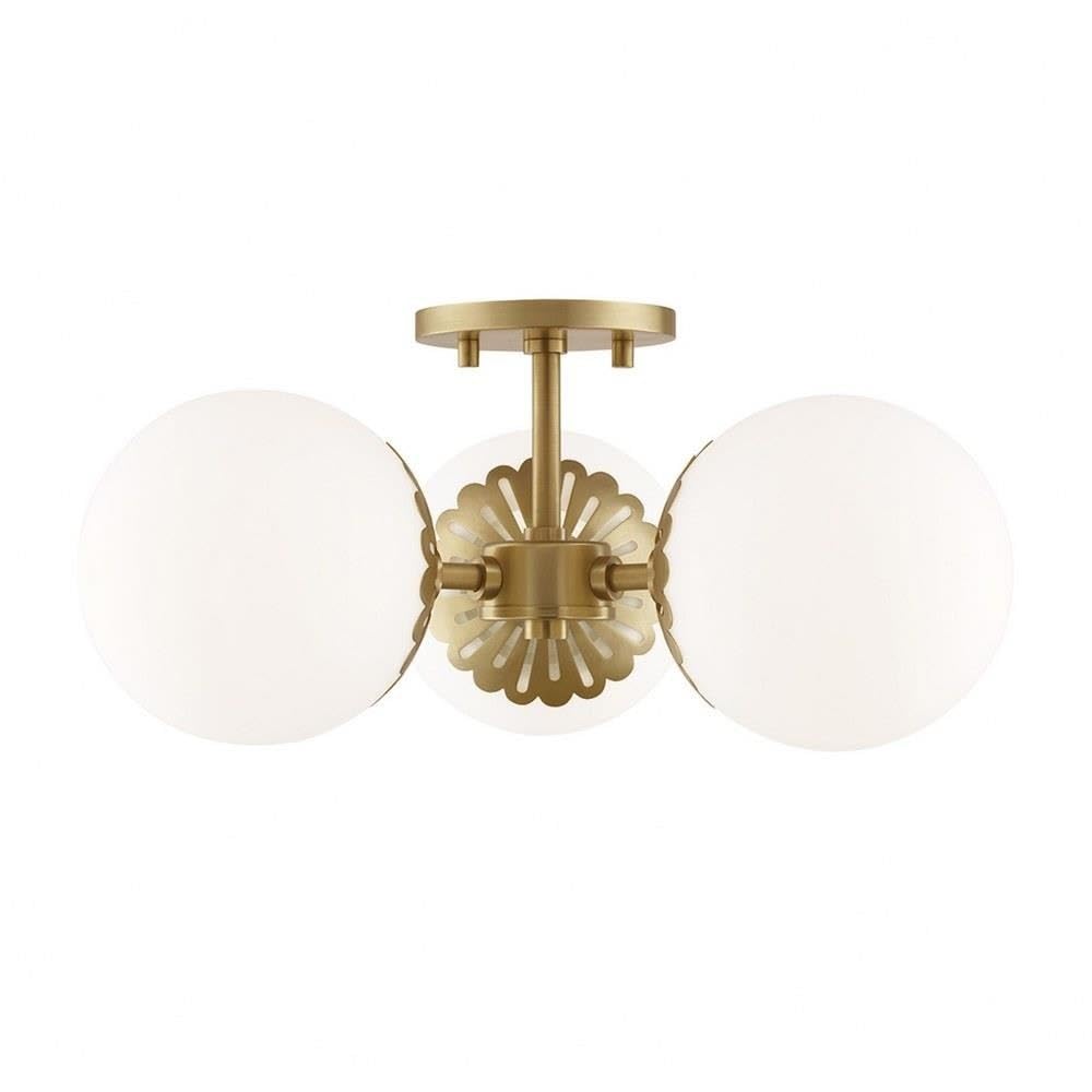Mitzi H193603-AGB Paige - 3 Light Semi Flush 7.75 inches Tall and 16.25 inches Wide - Aged Brass