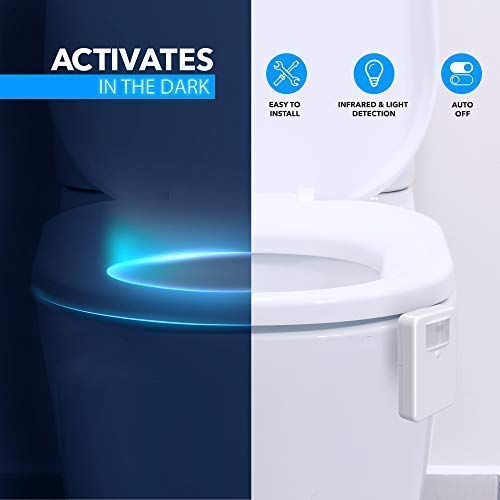 Chunace Toilet Bowl Night Light with Motion Sensor, 16 Color LED, White, Model: Toilet Light 01