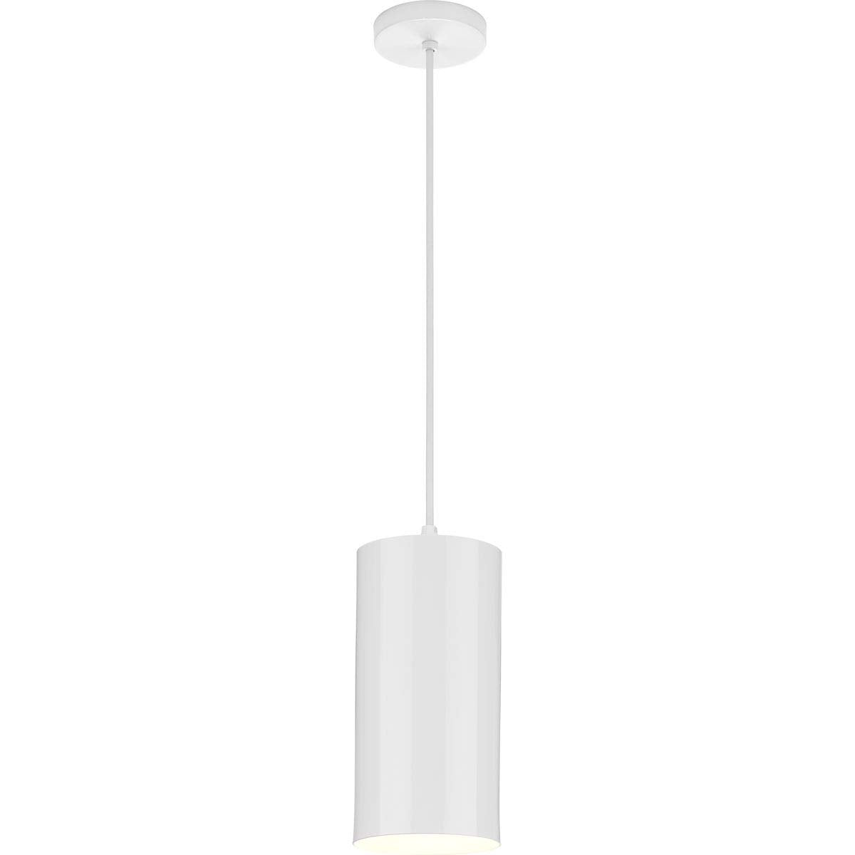 Progress Lighting Cylinder Collection 6-Inch White Outdoor Hanging Pendant Light, Aluminum, Model P500356-030