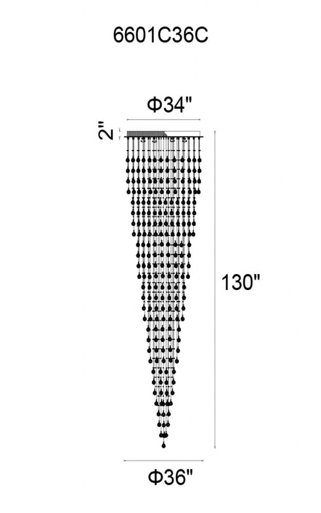CWI Lighting Rain Drop 20 Light Transitional Metal Flush Mount in Chrome