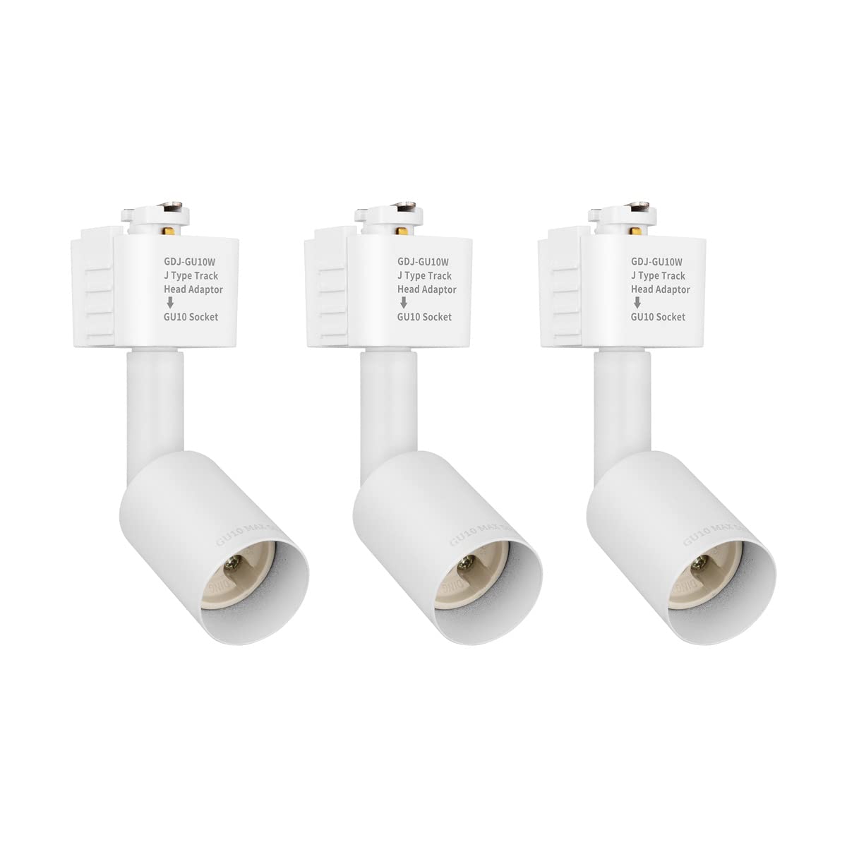 Mirrea Gu10 Track Lighting Head Adapter - Adjustable Light Direction, Pack Of 3, White