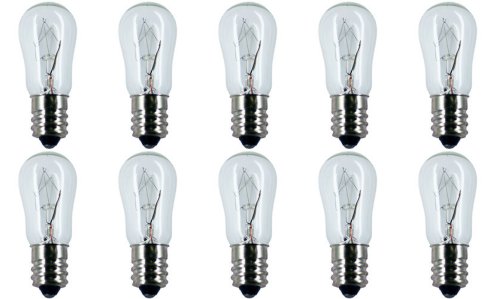 CEC Industries #10S6 Bulbs, 230V, 10W, E12 Base, S-6 Shape, Box of 10, White