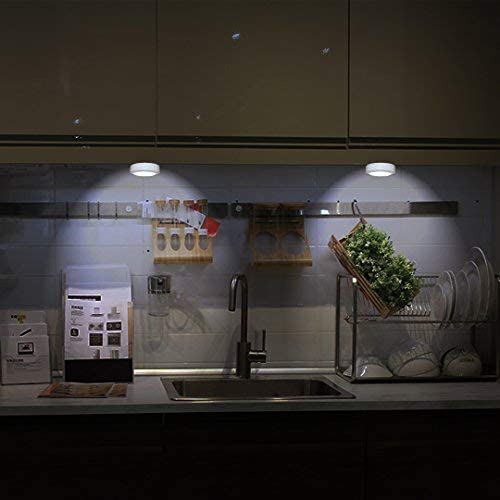 WRalwaysLX 2pack Remote Control LED Cabinet Push Light Cool/Warm Adjustable Night Light, Used by 3x1.5V AA Batteries (Not Includ