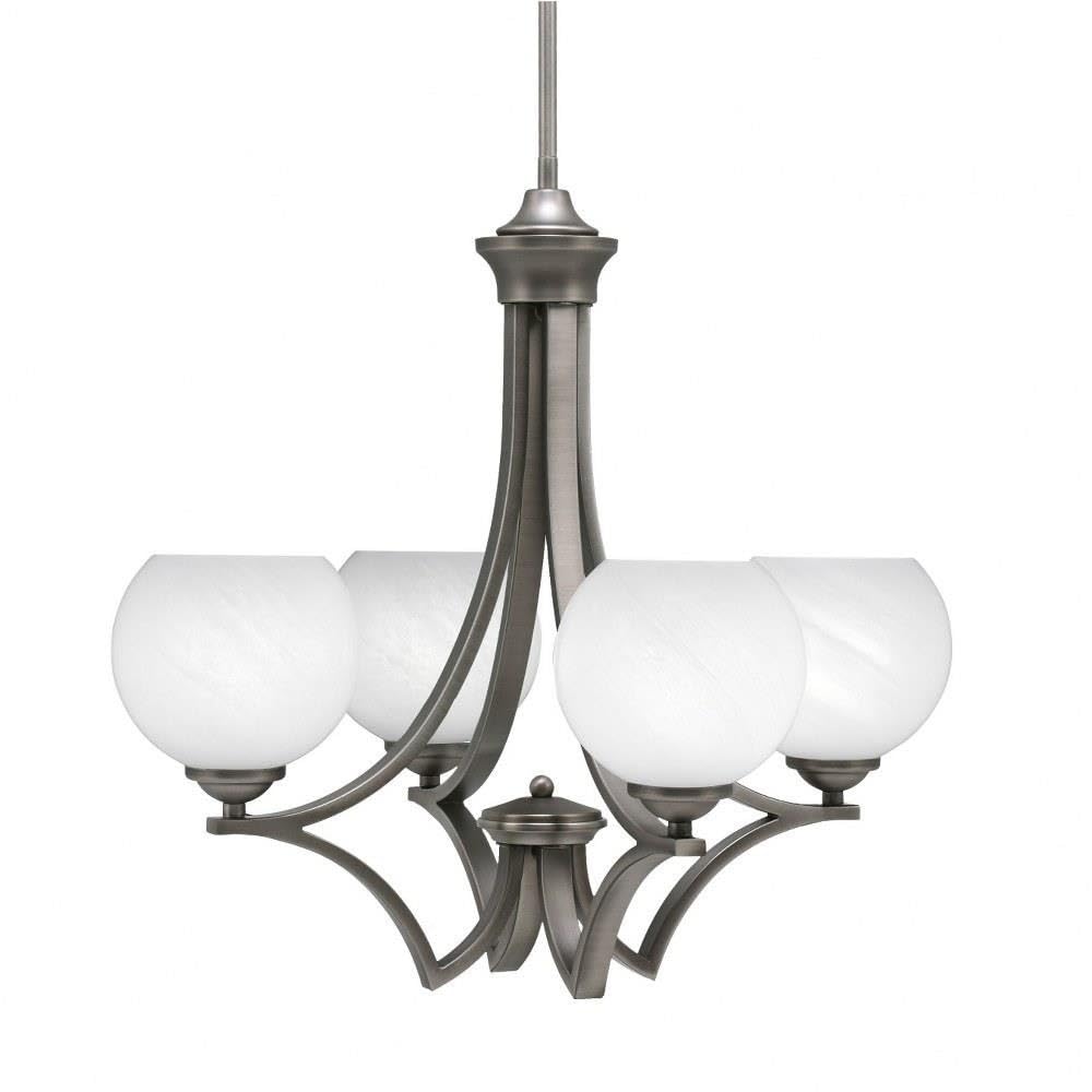 Toltec Lighting 564-GP-4101 Zilo - 4 Light Uplight Chandelier-19.75 Inches Tall and 20.75 Inches Wide, Finish Color: Graphite, Glass Color: White Marble