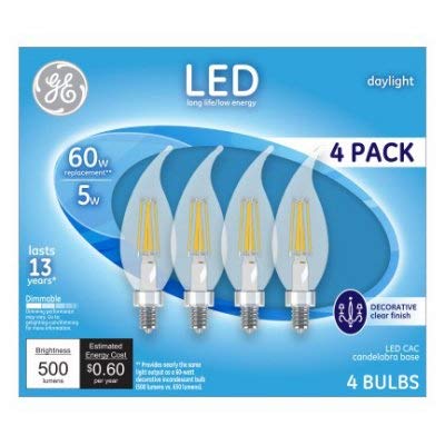 GE 3.5W LED CAC Bulb, Clear, Copper Material