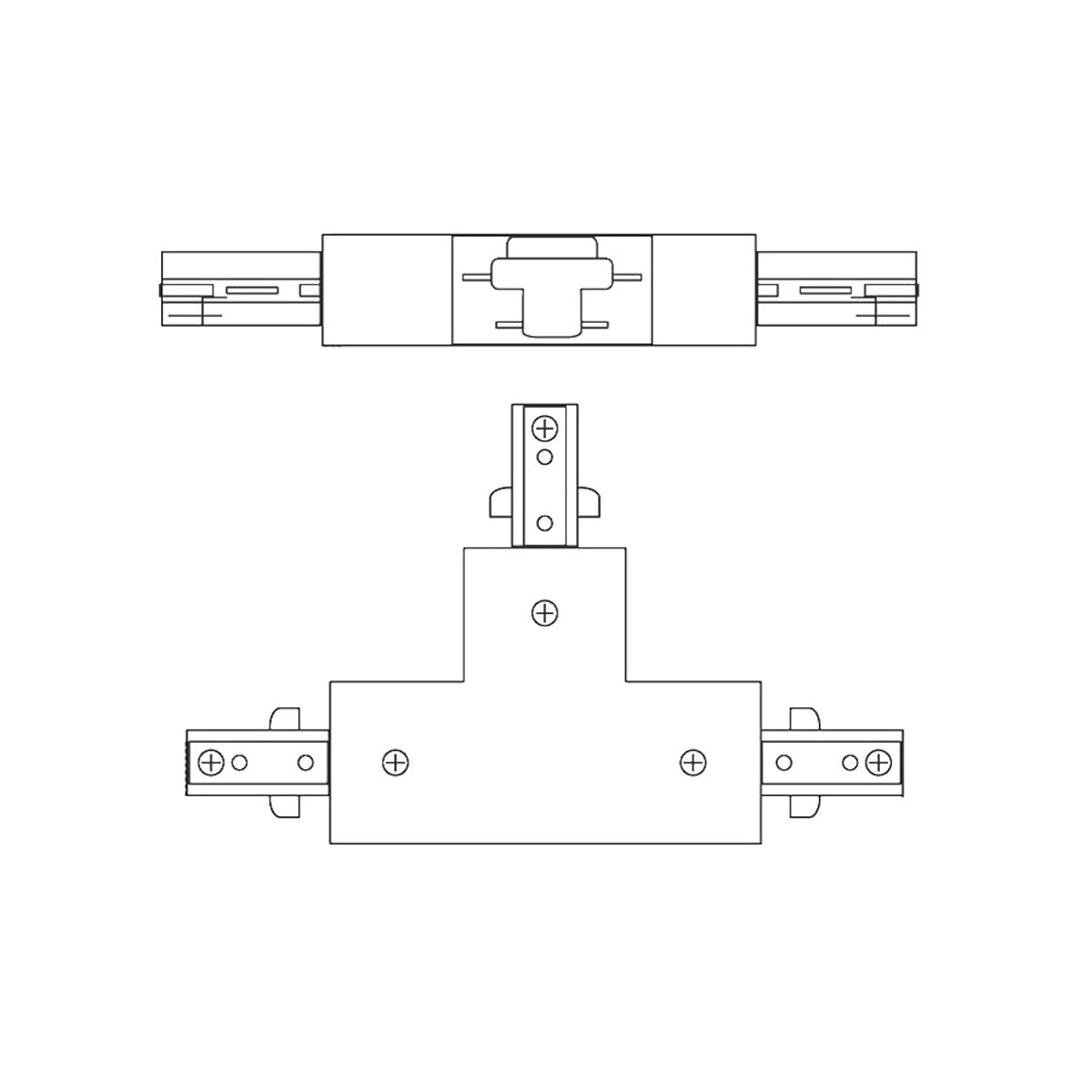 Wac Lighting H Track 120V T-Connector To Connect Three Tracks Perpendicular For H Style 3-Wire Track Systems In Brushed Nickel