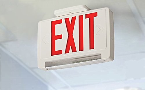 Lithonia Lighting Ecbr M6 Led Exit And Emergency Light Bar Combo Fixture With Back Up Battery, 3 Watts, Damp Listed, Red Letters