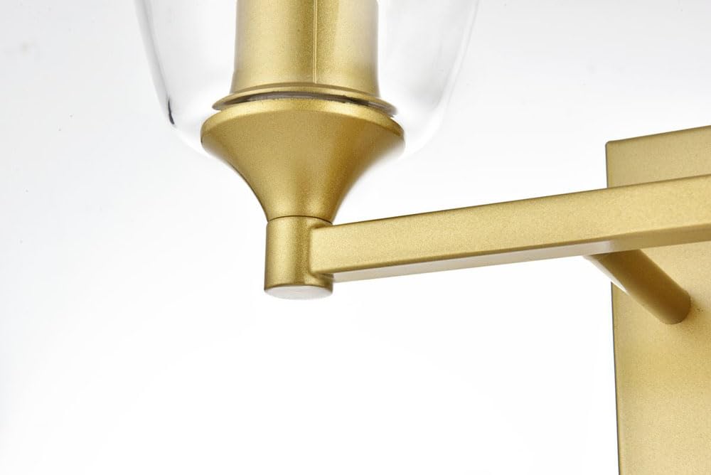 Living District Gianni 2-Light Iron & Glass Bath Sconce in Brass/Clear