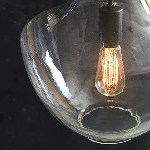Ctw Home Collection Blown Glass Pendant Lamp, 19-Inch Height, Clear, Home Decor, Hanging Decoration, Indoor Outdoor Display