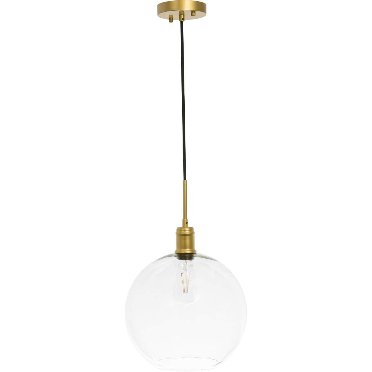 Elegant Lighting Emett 1-Light Brass Pendant With Clear Glass Shade - Modern Metal Fixture