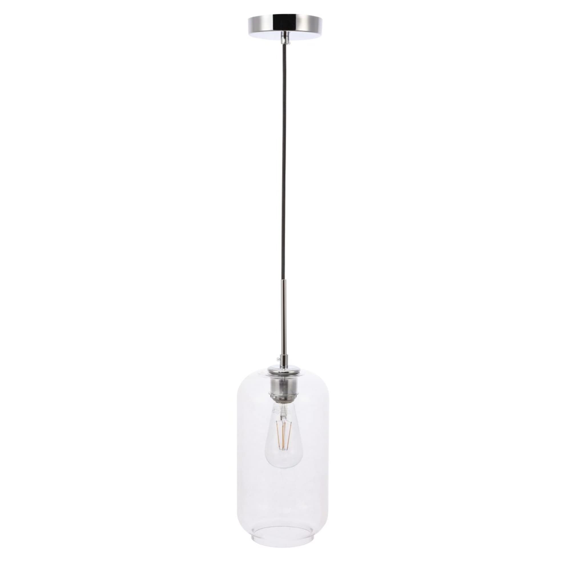 Living District Chrome Pendant Light With Clear Glass Shade - Modern Lighting Fixture