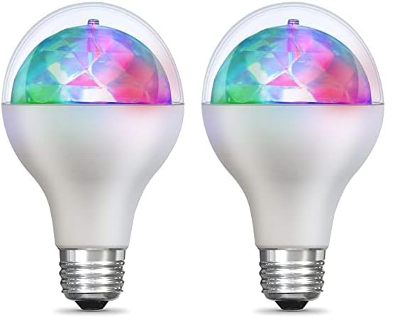 Feit Electric Multicolor Changing Disco Party LED Light Bulb, DISCO1/LED, A19, RGB, RGB Multicolor, 5.3  H x 3.15  D (Pack of 2)
