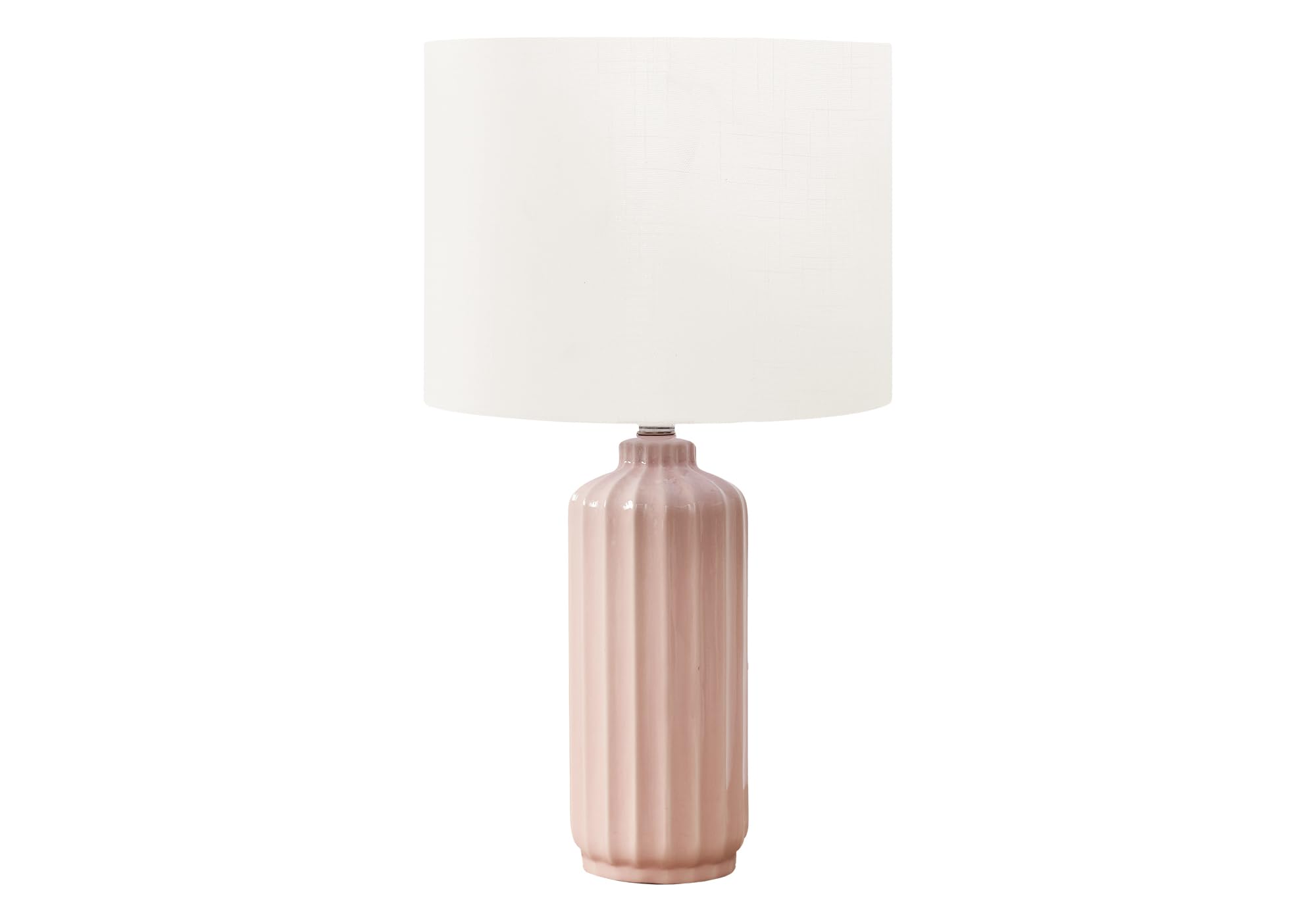 Monarch Specialties Table Lamp, 23" H, Pink Ceramic with Ivory/Cream Shade, Model I 9871, Contemporary Design