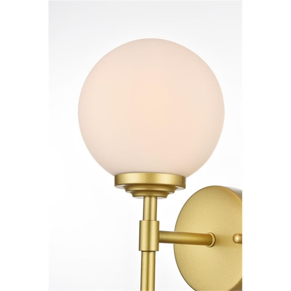 Living District Ansley 1-Light Iron & Glass Bath Sconce in Brass/Frosted White