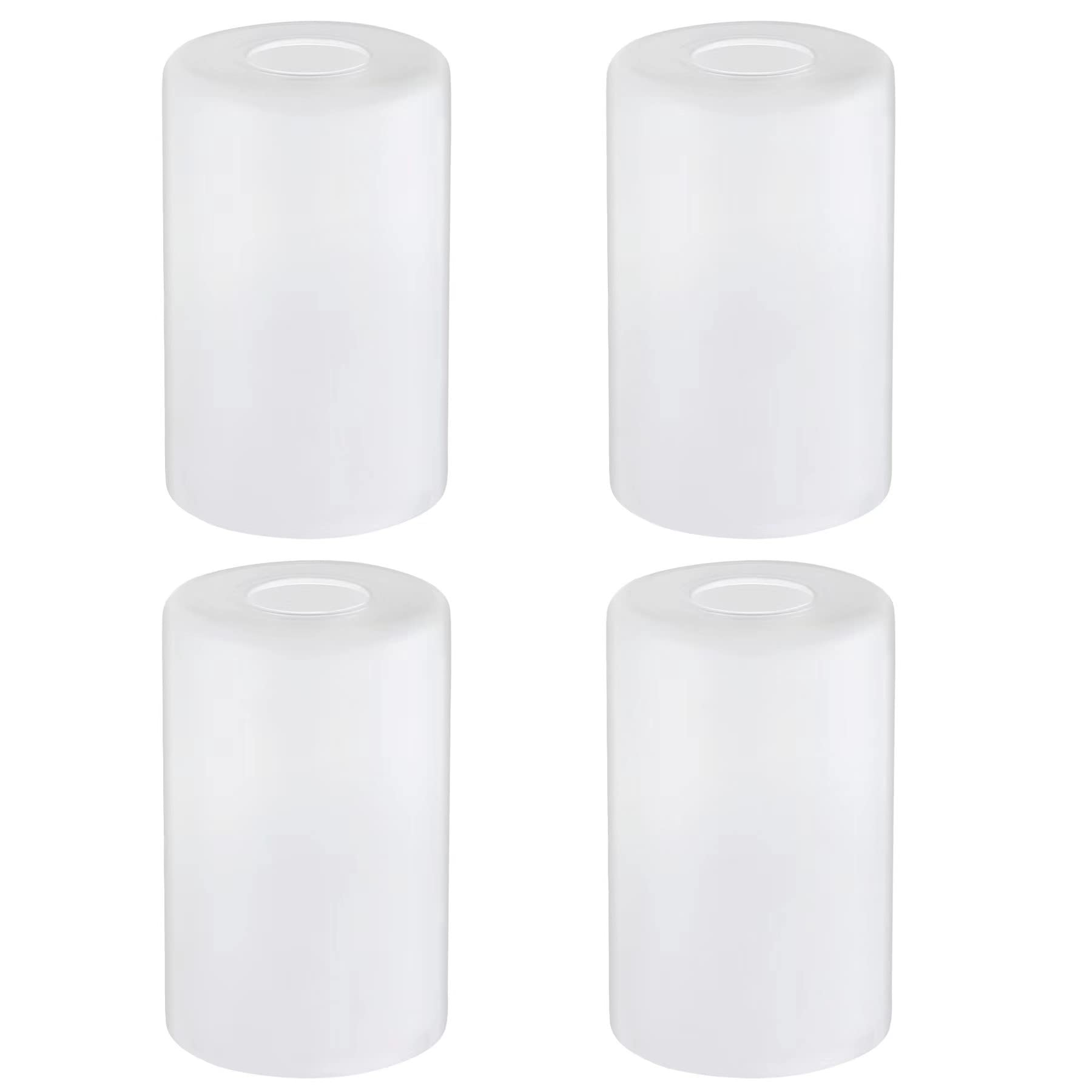 White Frosted Glass Shade Replacements 4 Packs, Elegant Glass Lamp Shade Covers Cylinder Glass Globe with 1-5/8-inch Fitter Glas