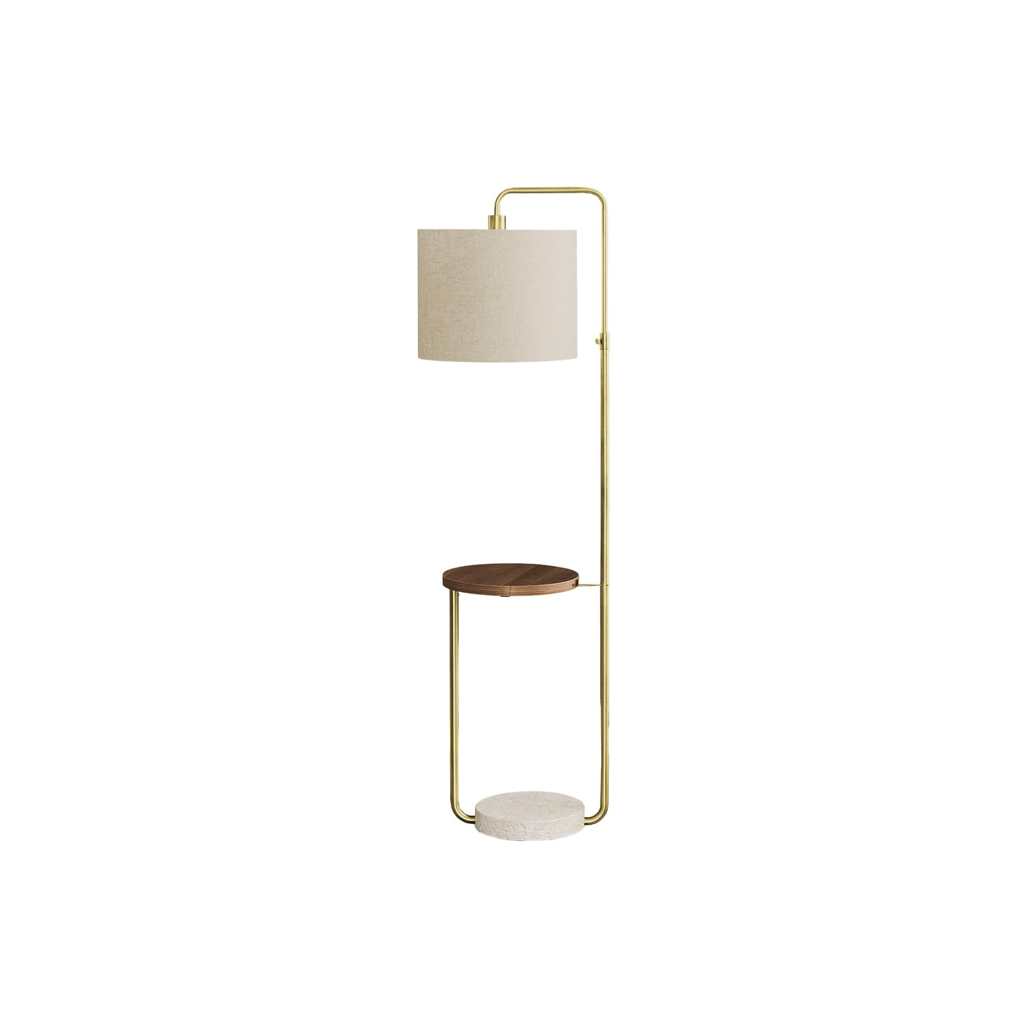 Monarch Specialties 9754 Port Included, Shade, Contemporary Lighting 67&quot; H Floor Lamp Brass Metal Beige USB, 18&quot; L x 15&quot; W x 57&quot; H, Gold