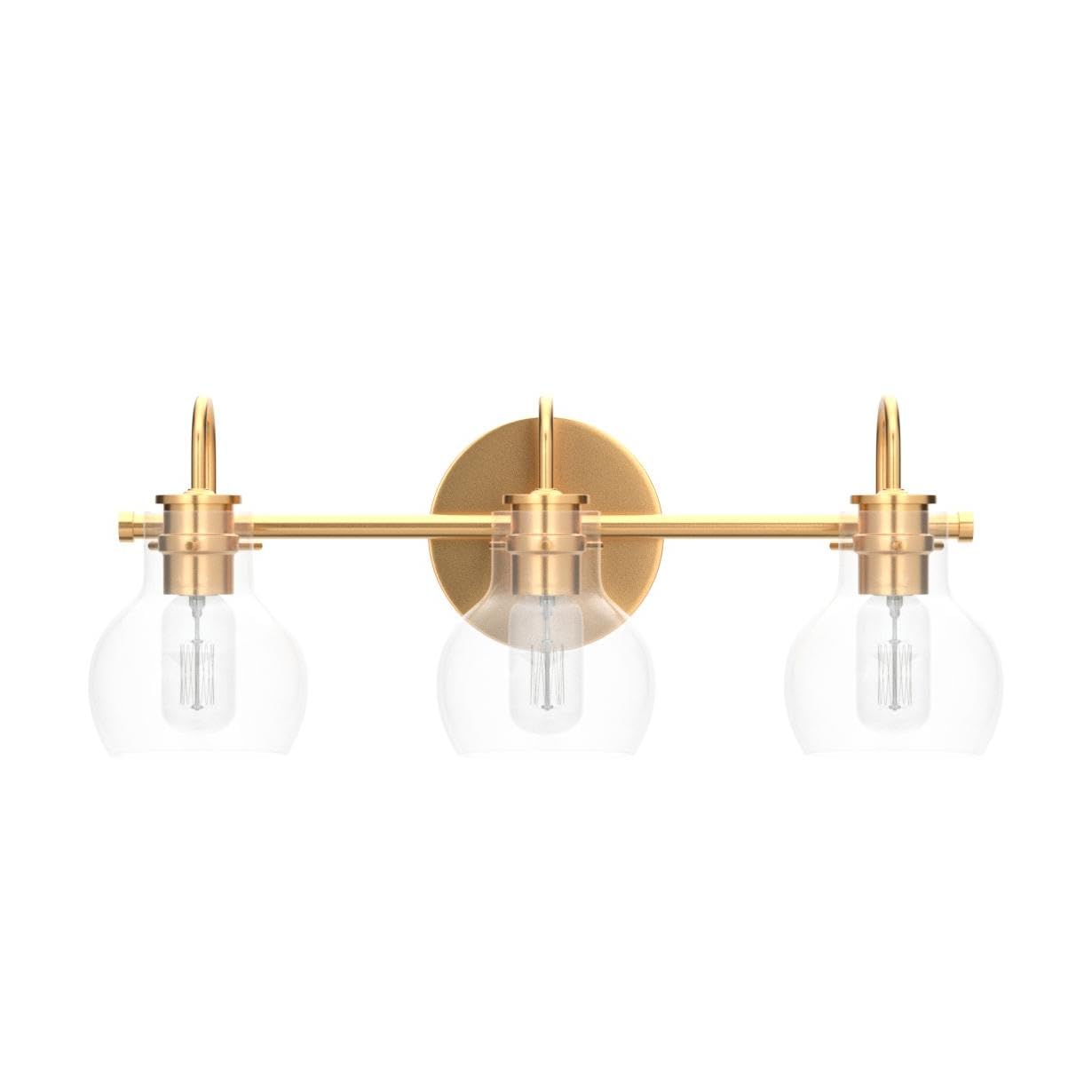 Ksana Gold Bathroom Vanity Light Fixtures With Clear Glass Shade, 22?7?9