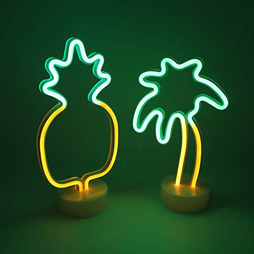 LoveNite Neon Indoor Night Light, LED Pineapple Sign, Battery Operated, White Plastic, Model 43397-18779