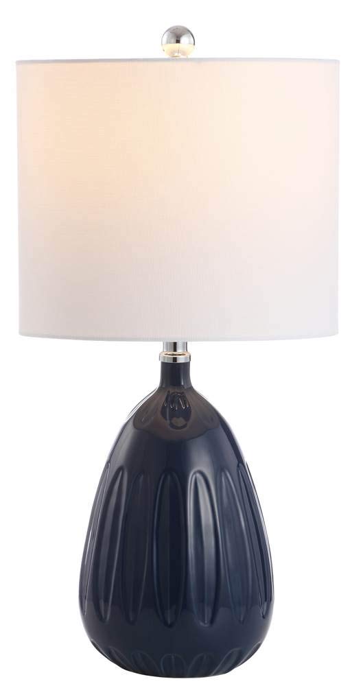 SAFAVIEH Lighting Collection Linnett Navy 20-inch Bedroom Living Room Home Office Desk Nightstand Table Lamp (LED Bulb Included)
