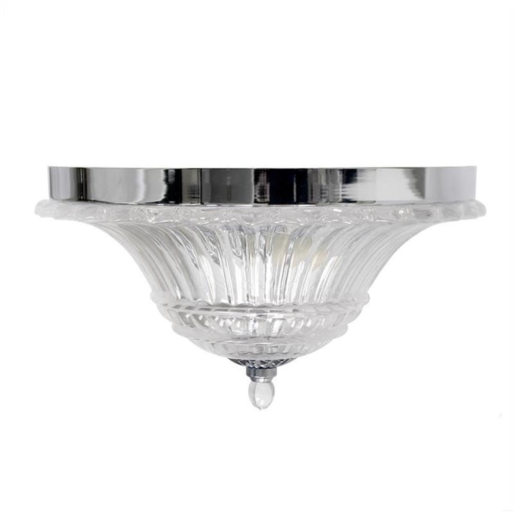 LALIA HOME Blossom 2 Light Glass Ceiling Flush Mount, 14x14x7.75 in, Chrome, Model LHM-2002-CH