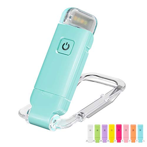 HONWELL Rechargeable Clip On LED Reading Light, 3 Brightness Levels, Portable Bookmark Lamp, Blue, Model H008YW-B