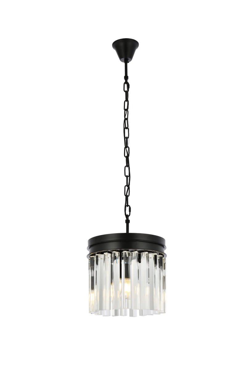 Elegant Lighting Sydney Collection 1208D12PN/RC 3-Light Pendant Lamp with Royal Cut Crystals, Polished Nickel Finish