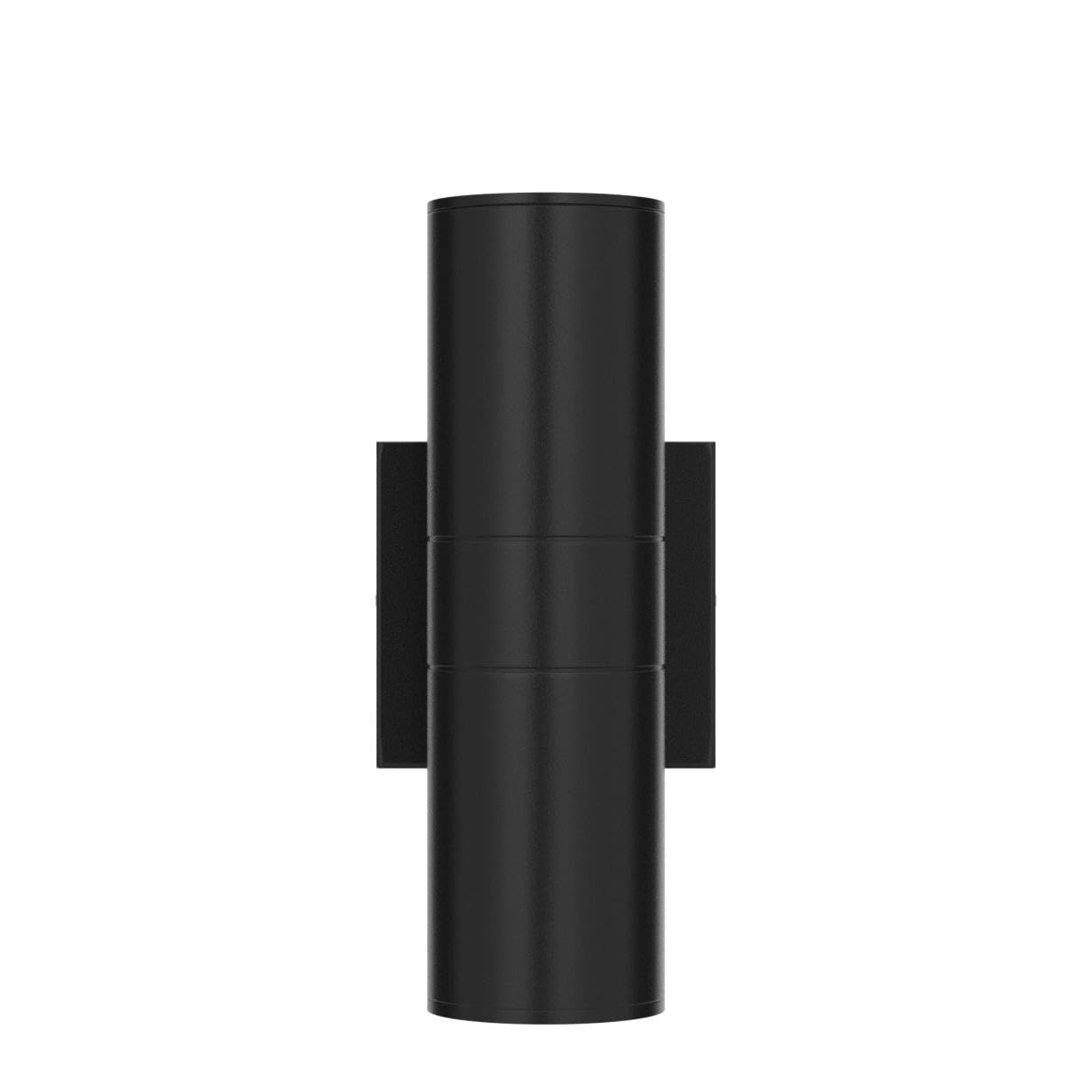 DAKAFUL Outdoor Wall Lights 2-Pack, 12W Integrated LED Cylinder, Waterproof, Black Aluminum for Porch & Patio