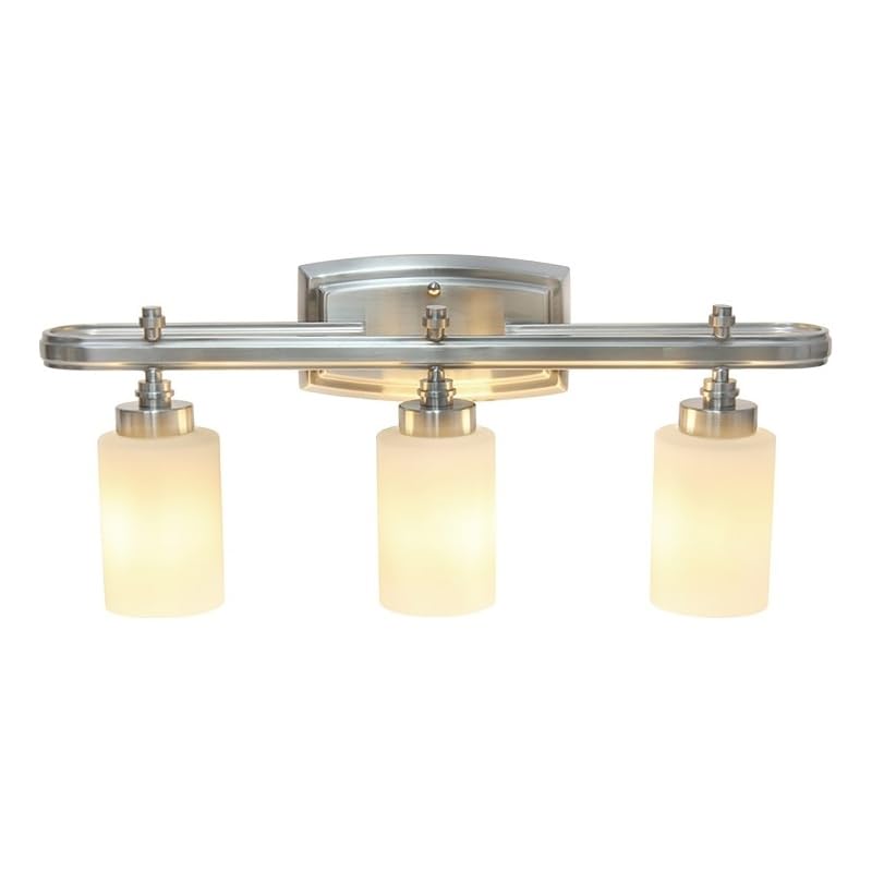 All The Rages 3-Light Metal Vanity Fixture, Opaque Shade, Brushed Nickel, Model LHV-1006-BN