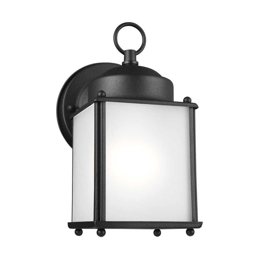 Sea Gull Lighting Outdoor Wall Lantern, One Light, Aluminum, Black Finish, Model 8592001-12