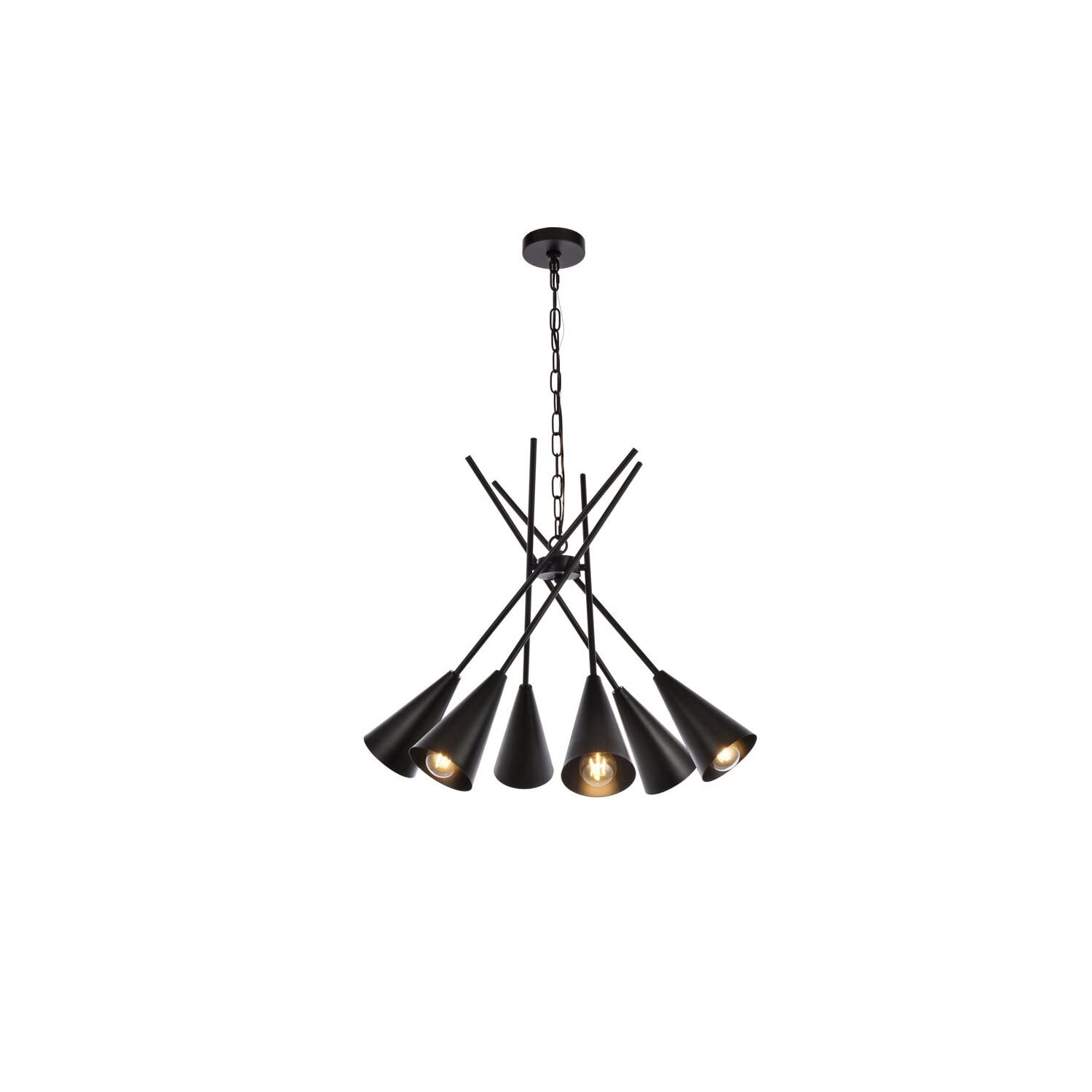 Living District Casen 6-Light Mid-Century Metal Pendant in Black