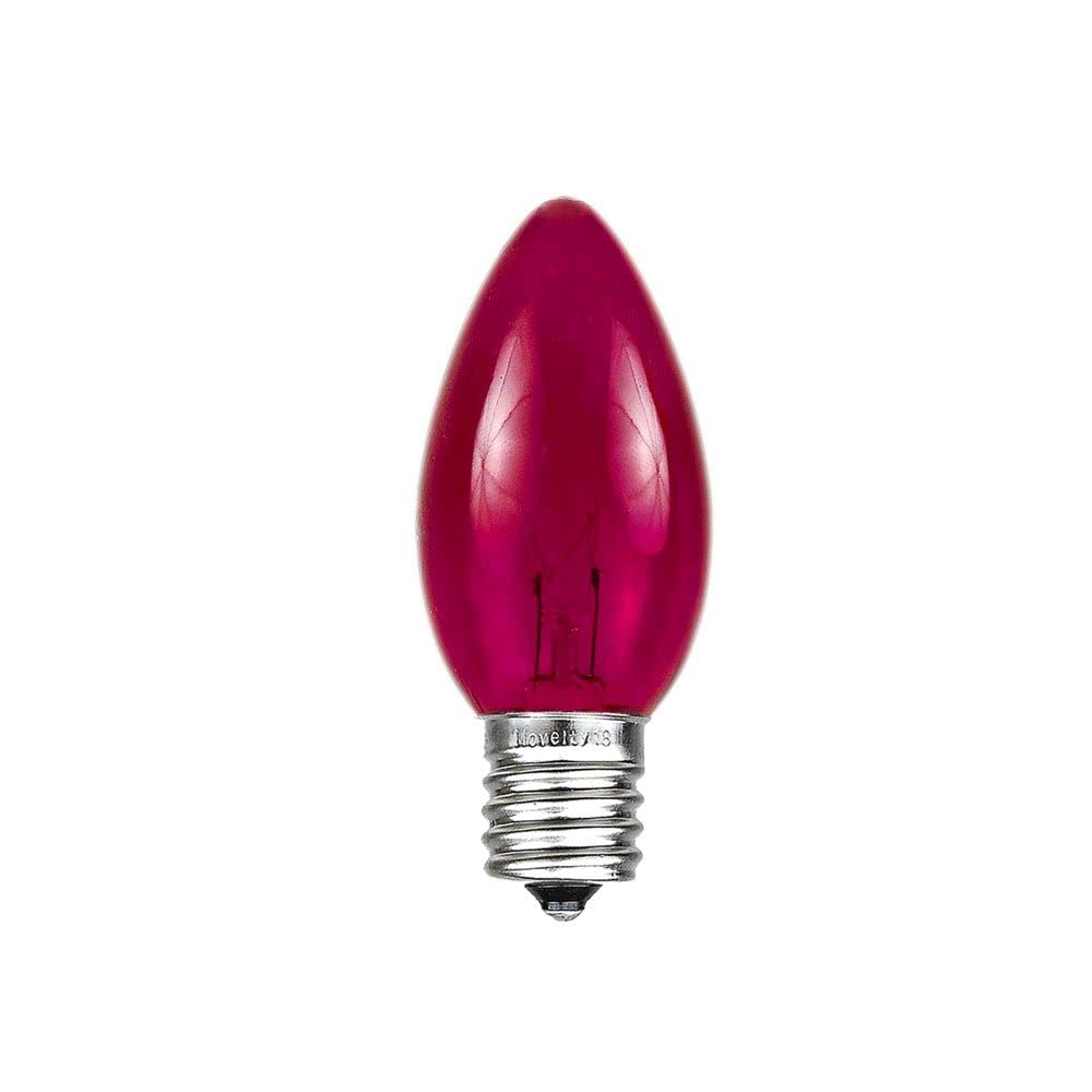 Novelty Lights Christmas Replacement Bulbs - Outdoor Individual Bulbs For Events, Holiday Parties, Patios, And More - C7/E12 Candelabra Base, 5 Watt Lights (Pink, 25 Pack)