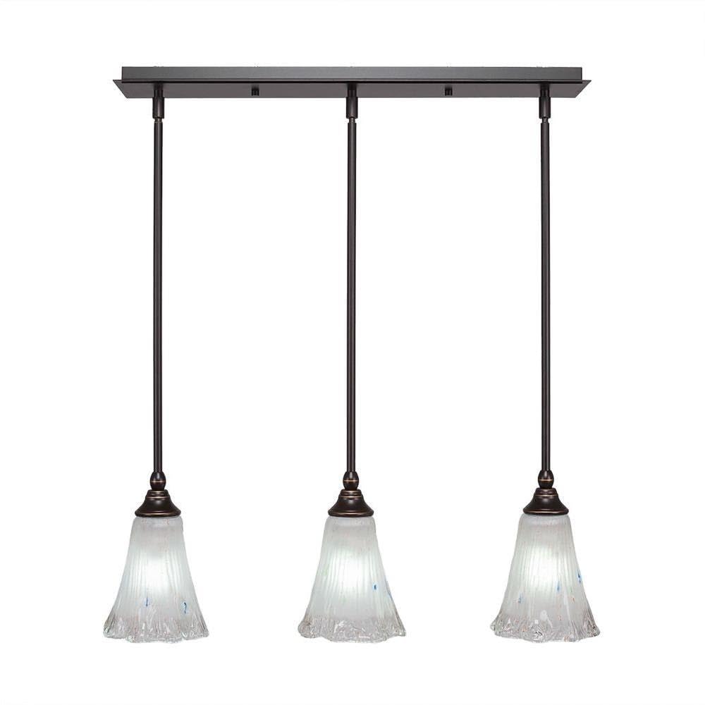 Toltec Lighting 25-Dg-721 3 Light Multi-Light Mini Hang Straight Swivel Pendant With Fluted Frosted Crystal Glass, 5.5&quot;, Dark Granite