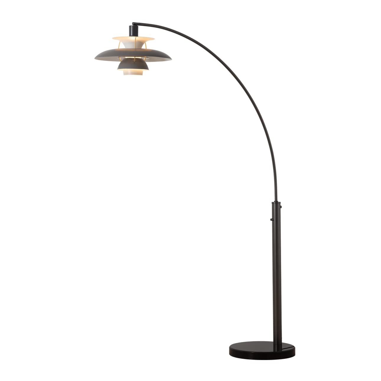 NOVA of California Palm Springs 1 Light Arc Floor Lamp - 83, Gunmetal and Gray Tonal Shades, Dimmer Switch, Marble Base