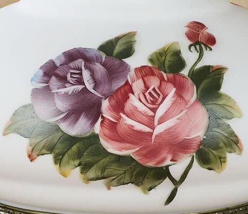 Touch Of Class Olivia Jane Hurricane Table Lamp - White - Antique Brass Metal Base, Acrylic Crystal Gems, Glass Scalloped Shade